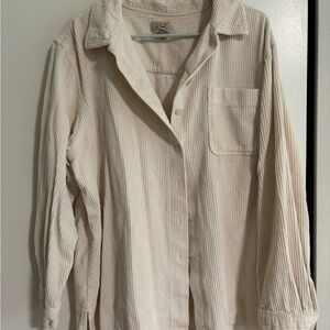 L.L. Bean Corduroy Cream Button Down Shirt